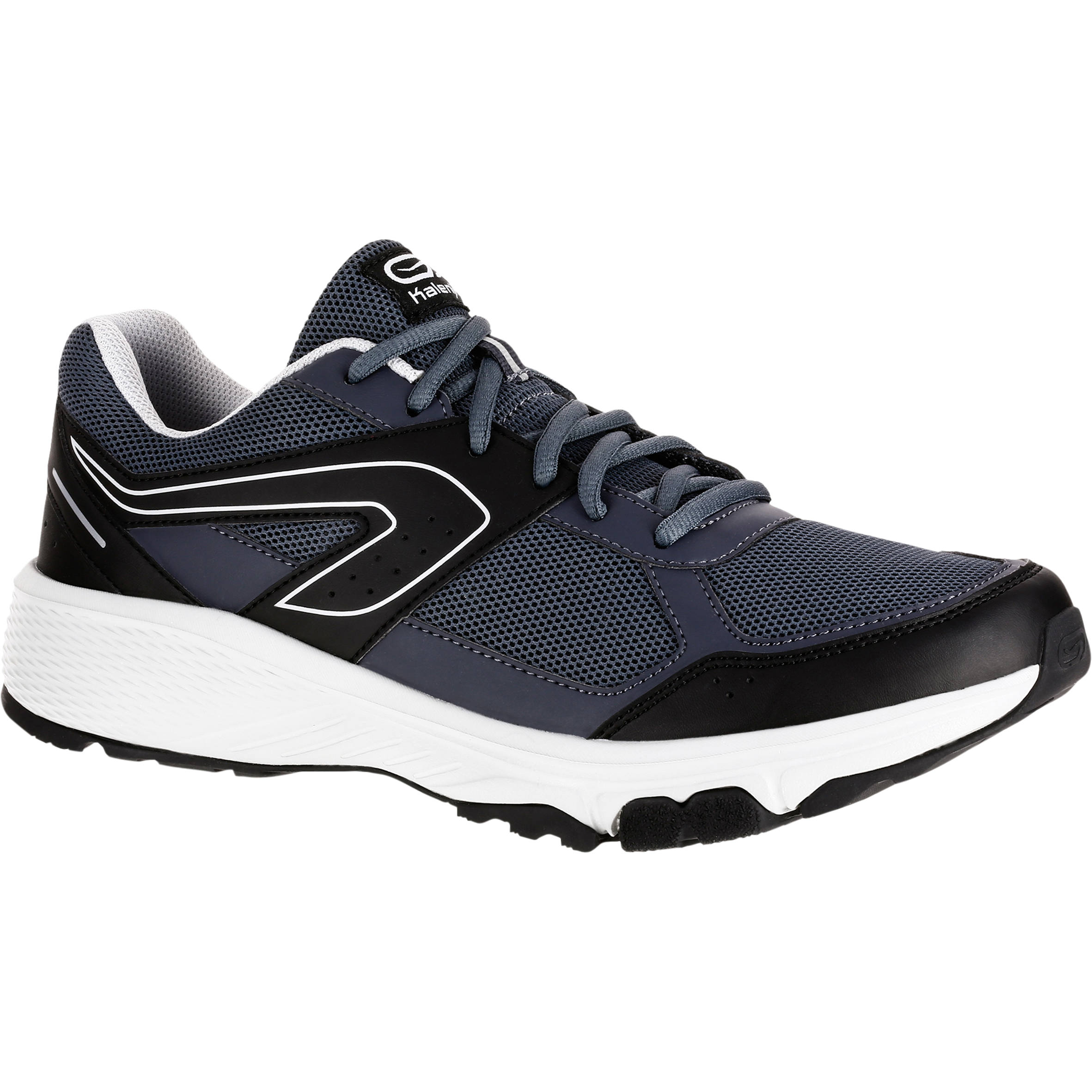 Chaussures de course homme Decathlon Kalenji Run Cushion Grip - Route & sentier - Amorti confortable - Gris/Noir
